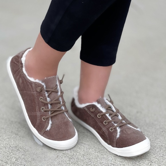 Madden Girl Shoes Madden Girl Bailey Velvet Sneakers Taupe Poshmark